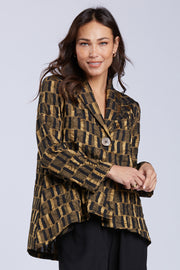Sydney Project Ona Black and Gold Geometric Design Button Down Collar Jacket - CJJ1176 - GOLD