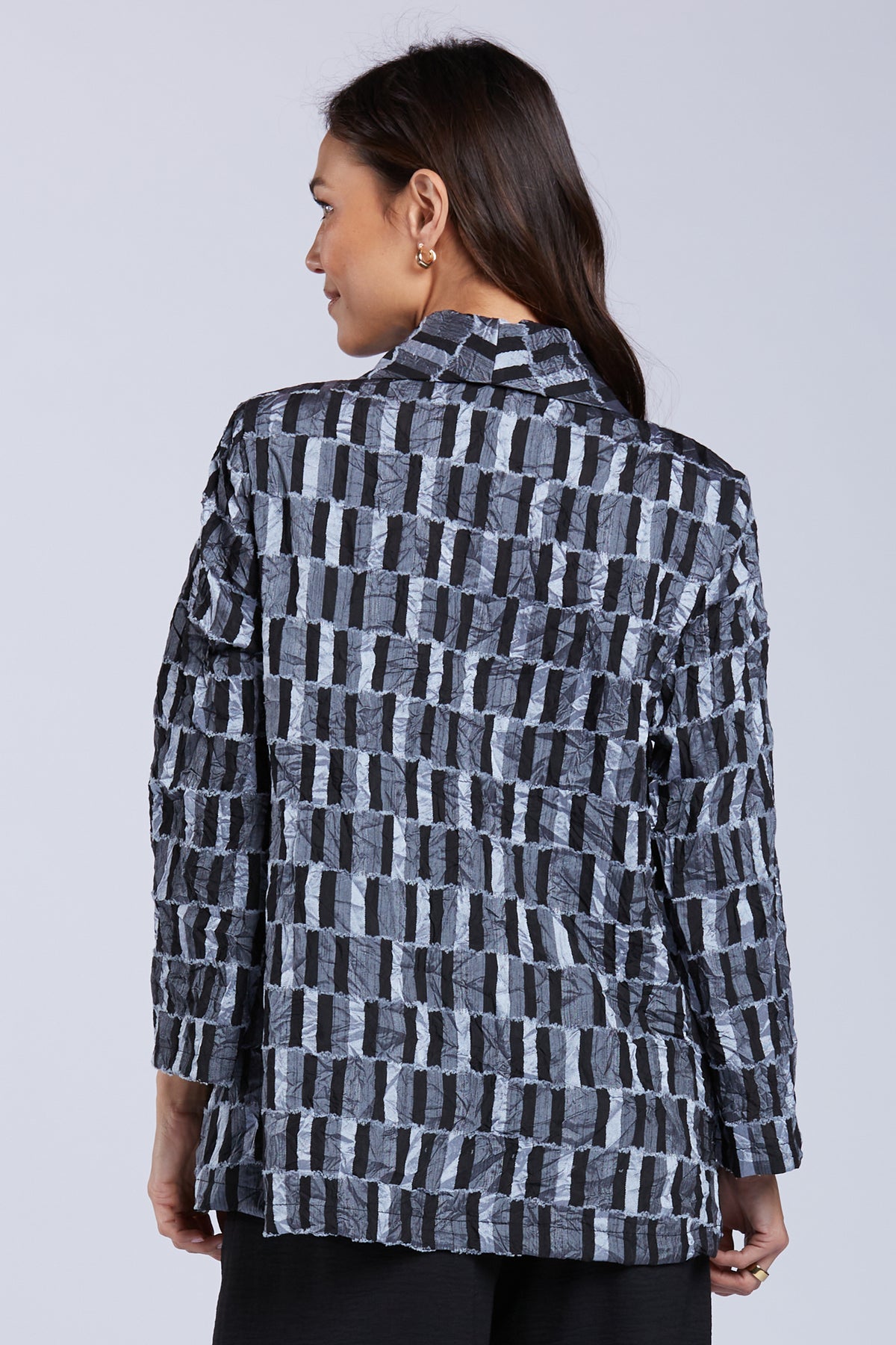 Sydney Project Ona Black and Gold Geometric Design Button Down Collar Jacket - CJJ1176 - METAL