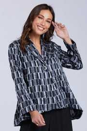 Sydney Project Ona Black and Gold Geometric Design Button Down Collar Jacket - CJJ1176 - METAL