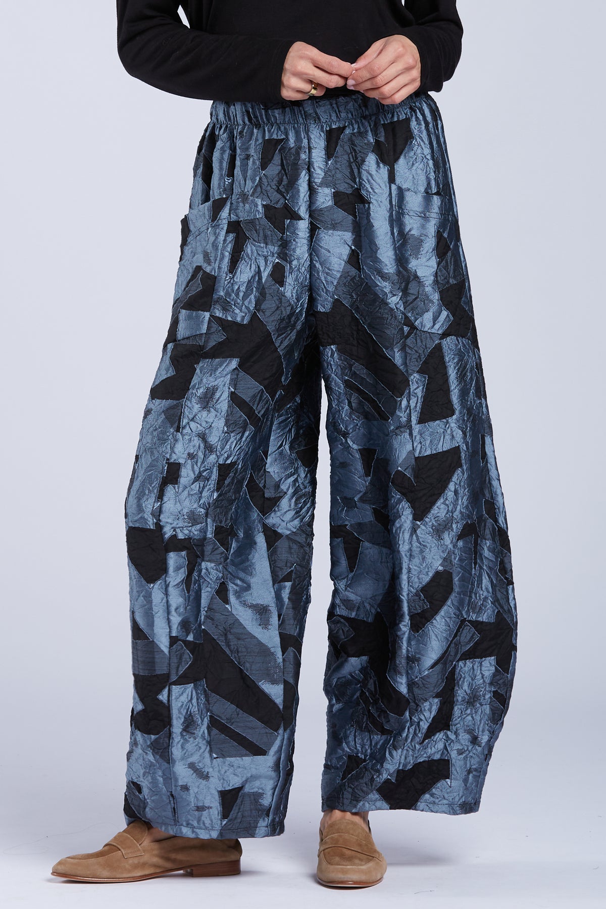 Sydney Project Paulina Wide Leg Flowy Abstract Pant  - CJP103 - BLUE GREY