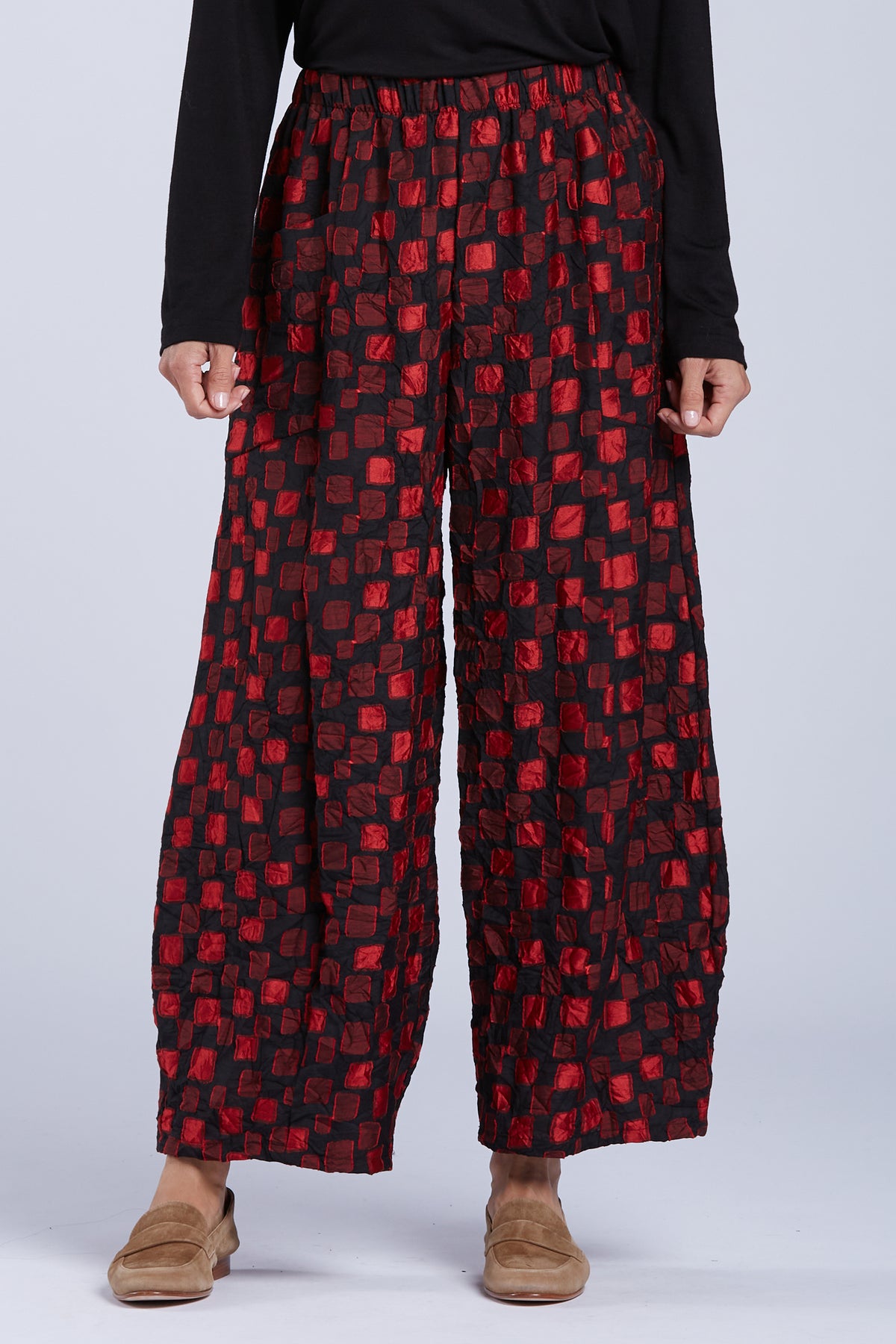 Sydney Project Paulina Wide Leg Flowy Abstract Pant  - CJP103 - RED PEBBLES