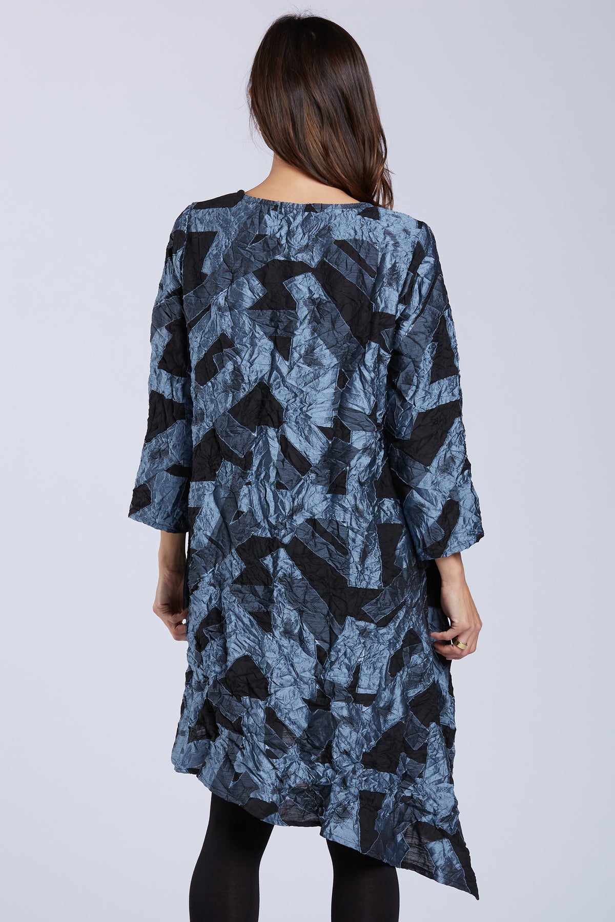 Sydney Project Ashley Long Sleeve Round Neck Asymmetric Abstract Long Top - CJT1024 - BLUE GREY