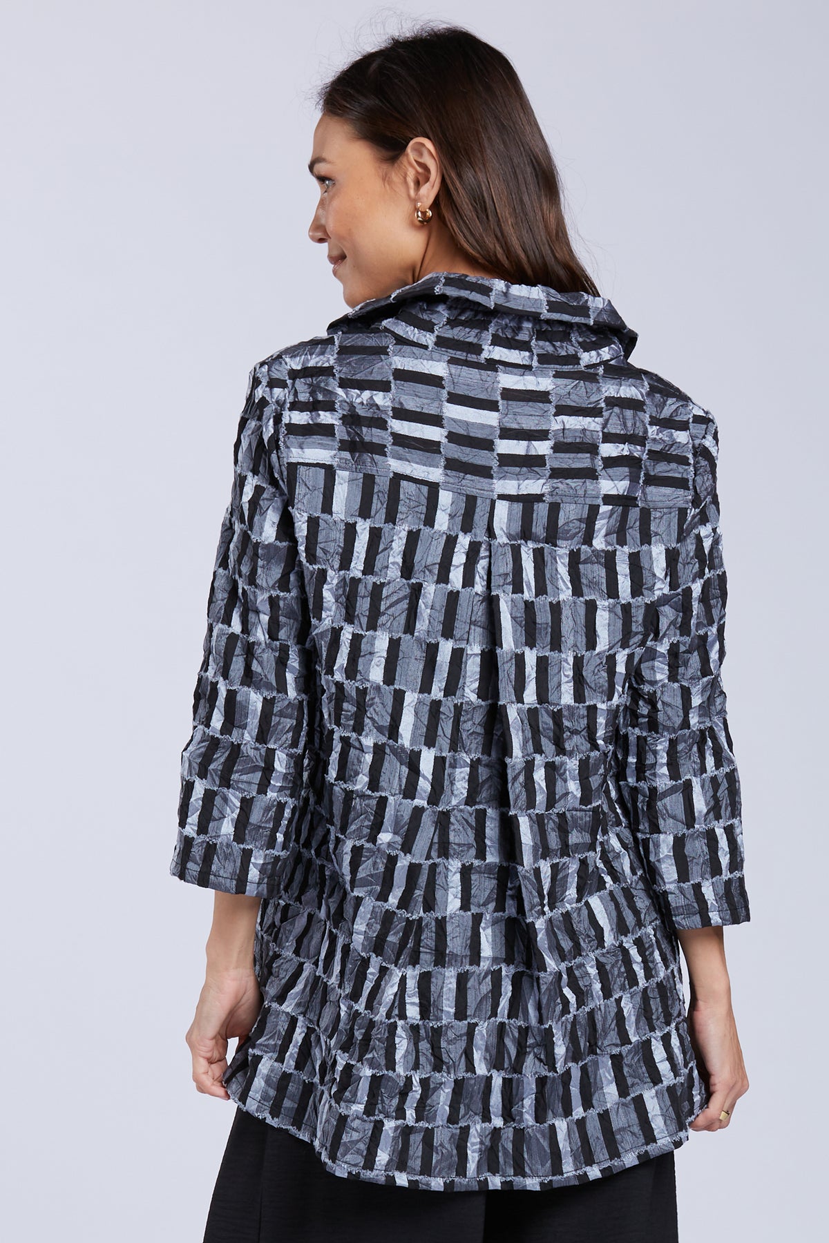 Sydney Project Whitney Button Down Collar Geometric Top - CJT1143 - METAL