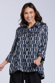 Sydney Project Whitney Button Down Collar Geometric Top - CJT1143 - METAL