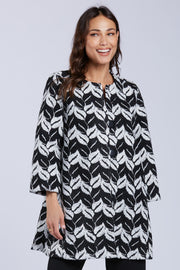 Sydney Project Lauren Long Sleeve Round Neck Chevron Lead Pattern Jacket - EMJ1183 - WHITE LEAF