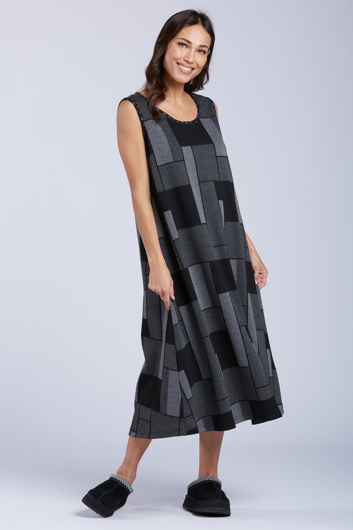 Sydney Project Darcy Geometric Tile Round Neck Tank Top Maxi Dress - KJD104 - METRO TILE