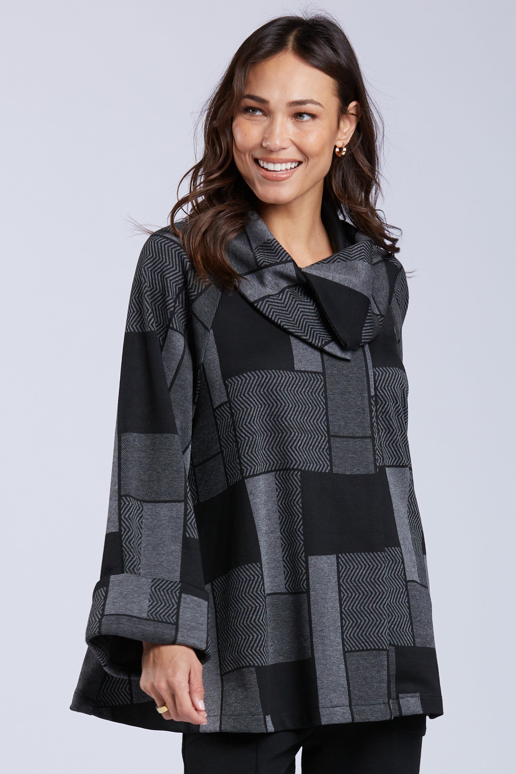 Sydney Project Ora Long Sleeve Cowl Neck Relaxed Top - KJJ1153 - METRO TILE