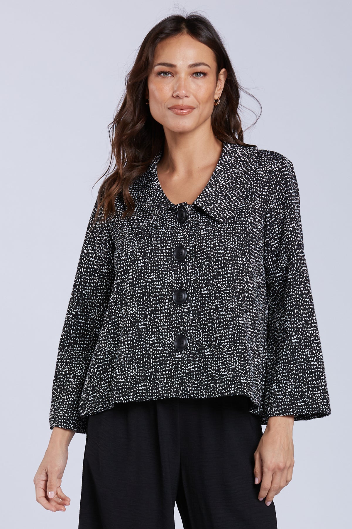 Sydney Project Carly Button Down Collared Short Dotted Jacket - KJJ1173 - DOT