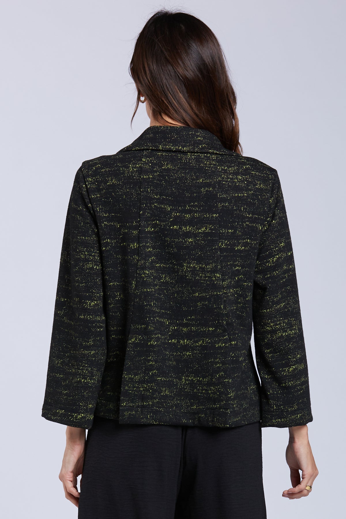 Sydney Project Carly Green Heathered Button Down Collared Short Jacket - KJJ1173 - KIWI NOSIE