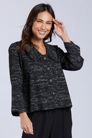 Sydney Project Carly White Heathered Button Down Collared Short Jacket - KJJ1173 - WHITE NOSIE