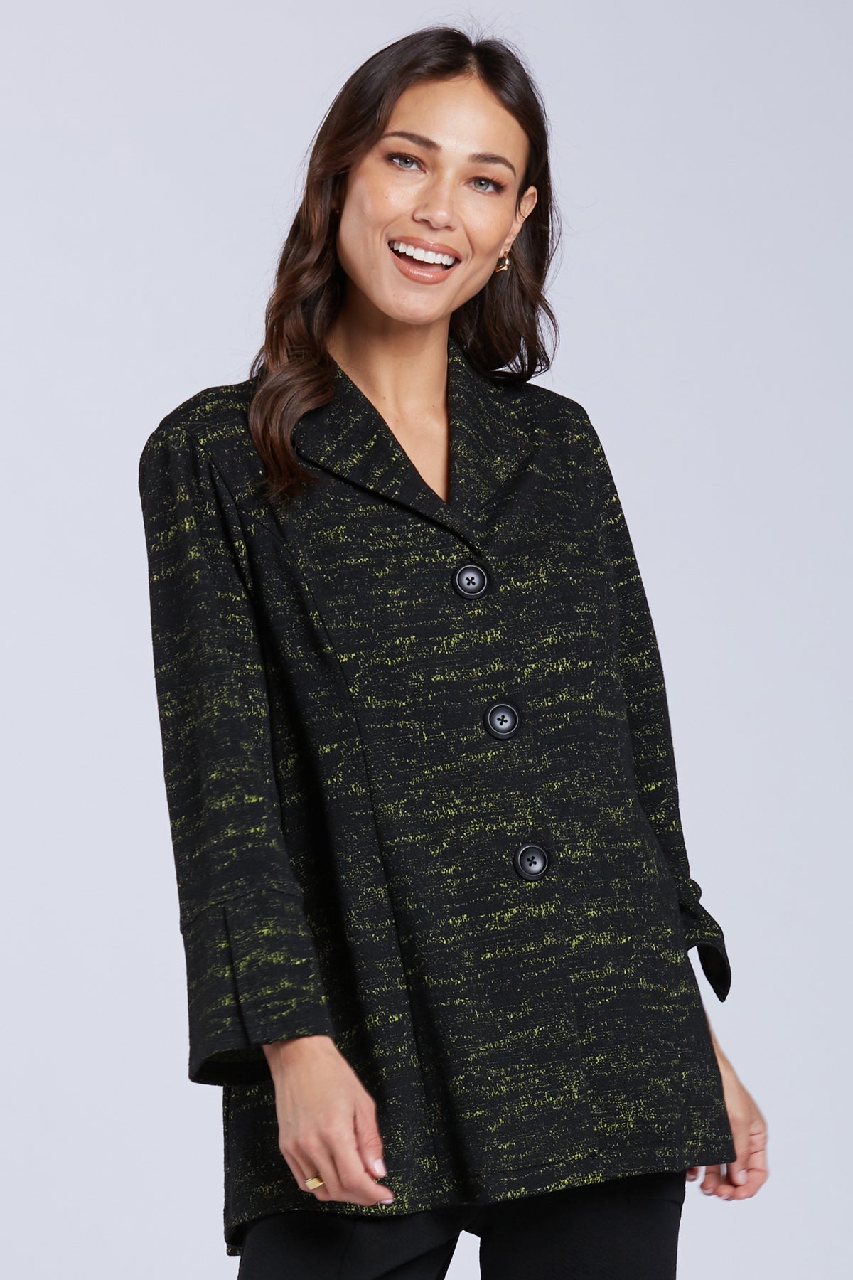 Sydney Project Green Heatherd Button Down Collared Long Jacket - KJJ1179 - KIWI NOISE