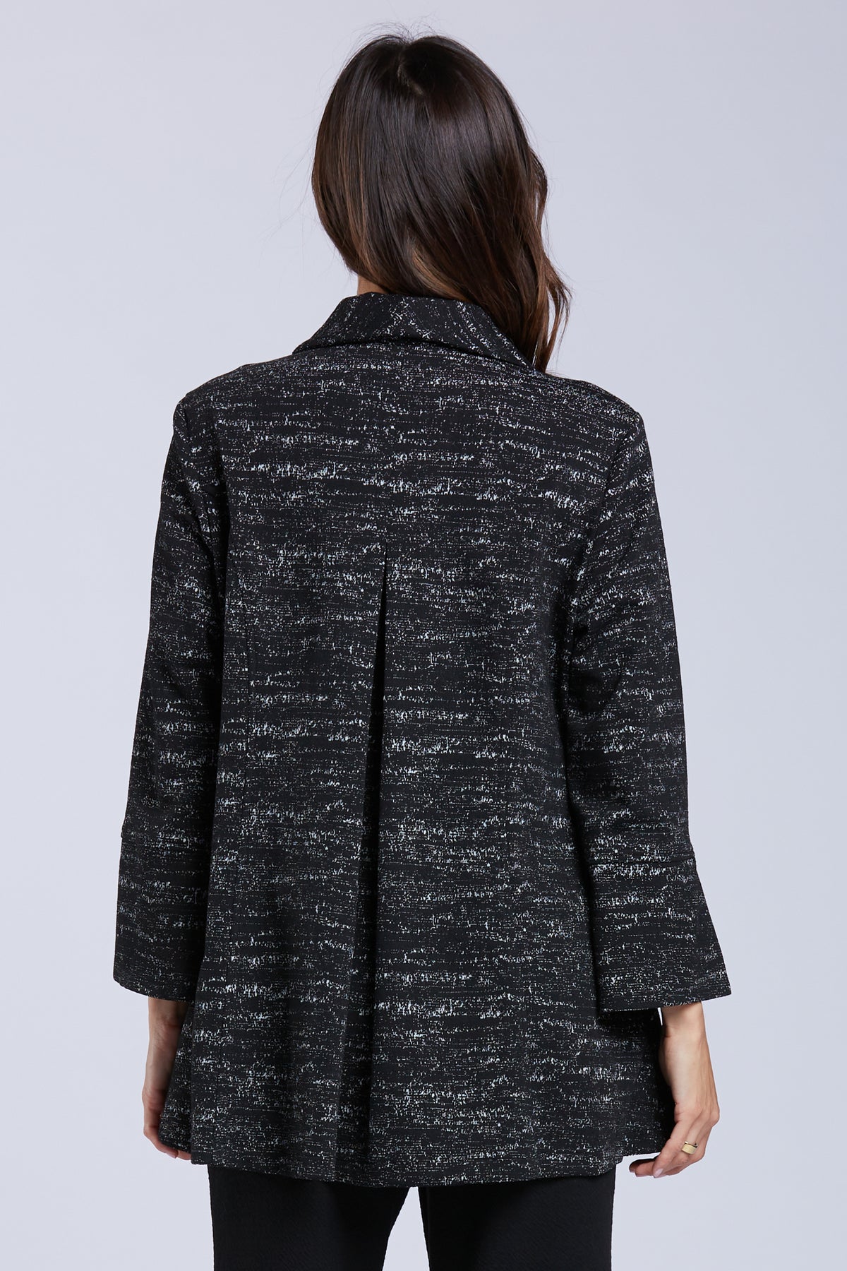 Sydney Project Becky White Heatherd Button Down Collared Long Jacket - KJJ1179 - WHITE NOISE