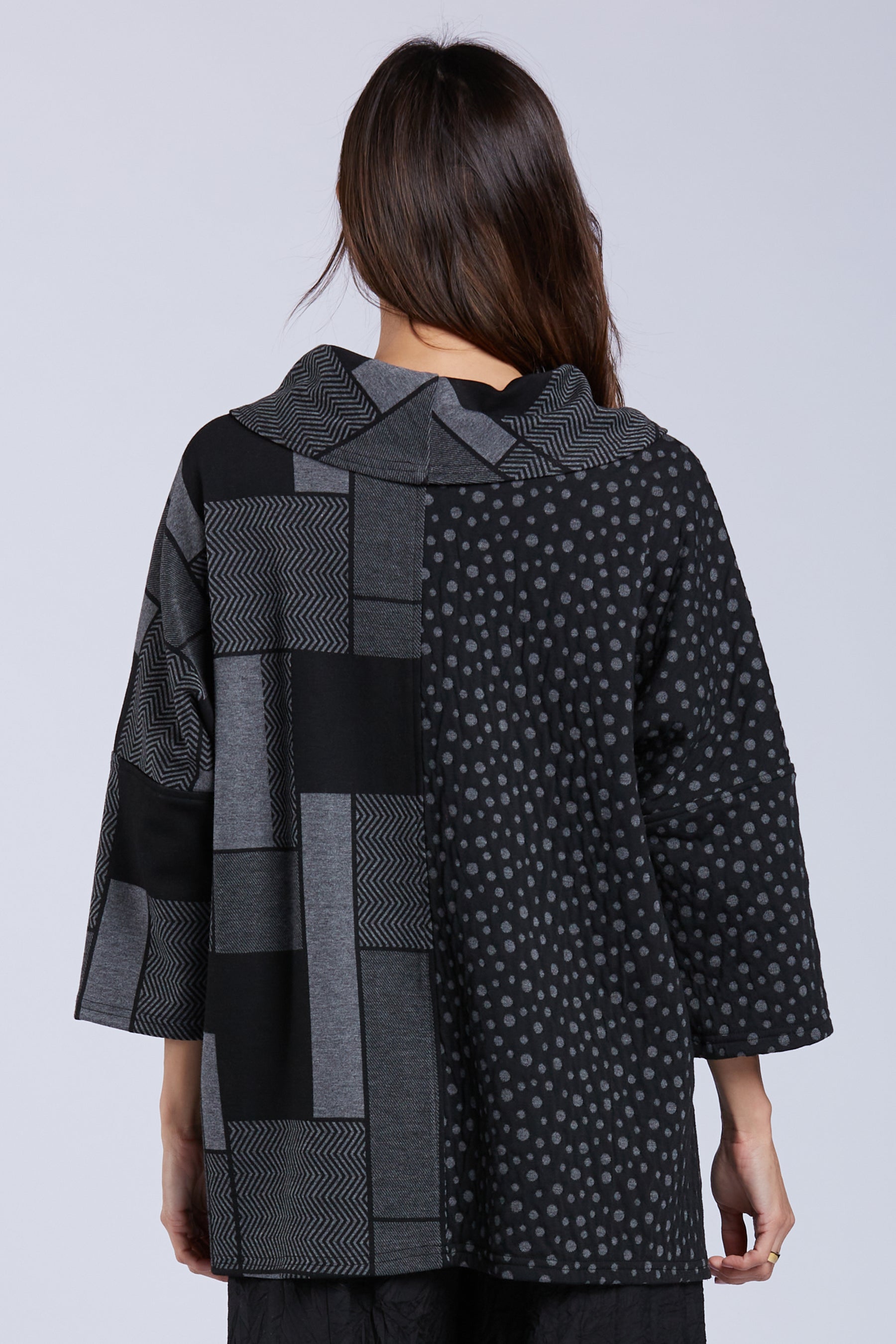 Sydney Project Richi Abstract Hi-Low Cowl Neck Relaxed Top - KJT1019 - METRO TILE