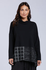 Sydney Project Claire Asymmetric Wide Turtle Neck Top w/ Abstract Detailing - KJT1175 - WHITE MULTI