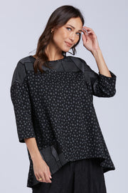 Sydney Project Connie Dotted Abstract Design Hi-Low Round Neck 3/4 Sleeve Top - KJT1100 - METRO TILE