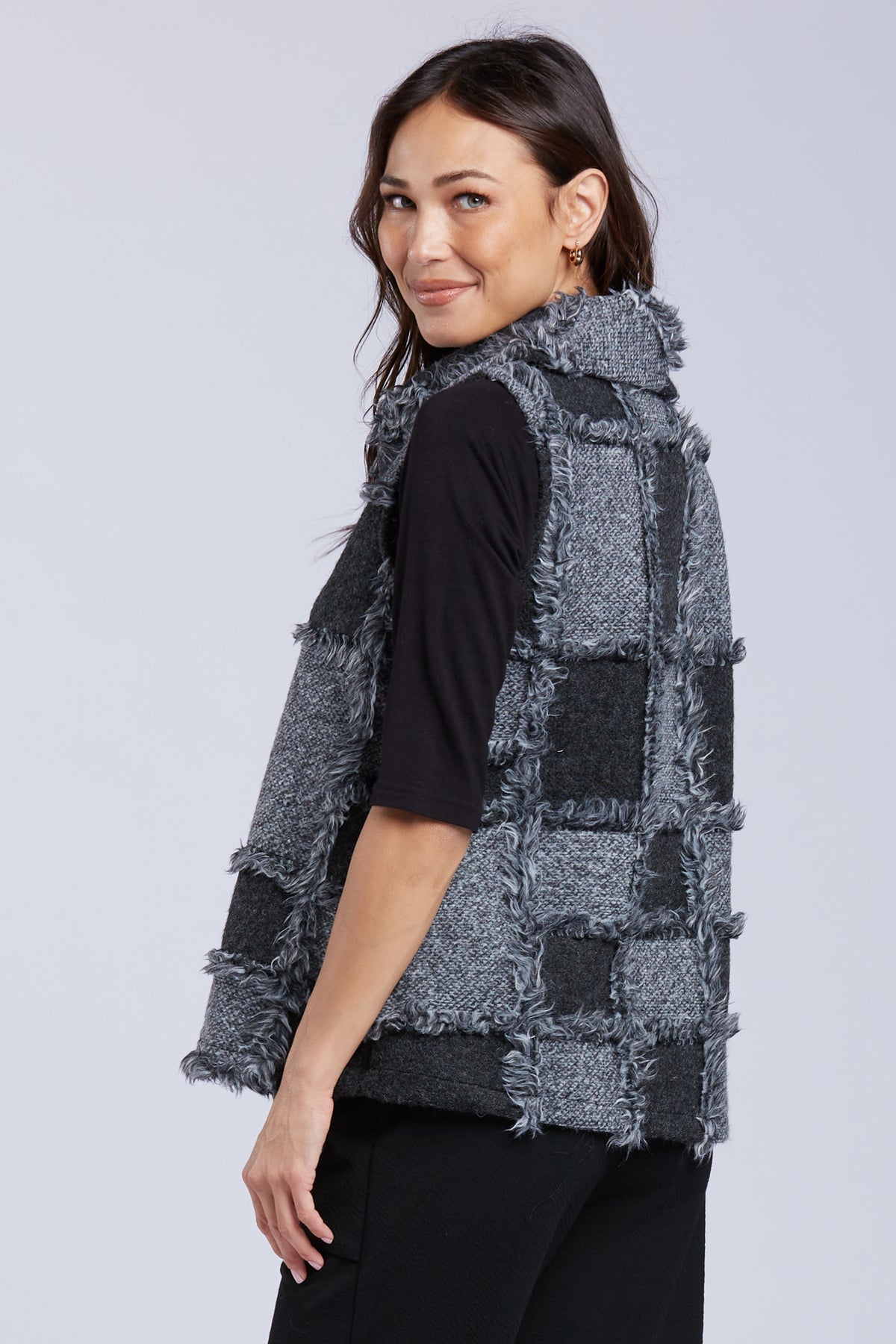 Sydney Project Veronica Short Sleeve Textured Checkered Top - NJT1177