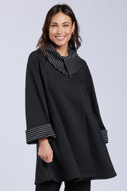 Sydney Project Olivia Long Dots and Stripes Cowl Neck Top - PSJ1076 - BLACK/WHITE