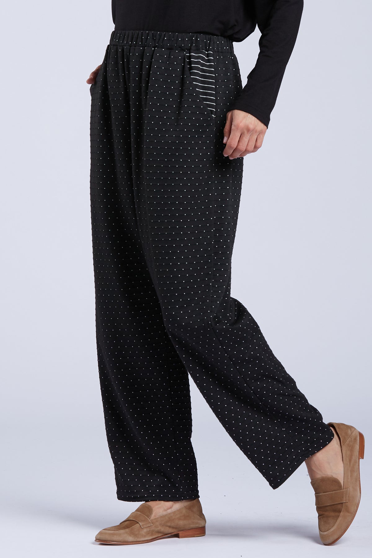 Sydney Project Chandler Dotted Straight Leg Pants w/ Striped Detail Pockets - PSP110