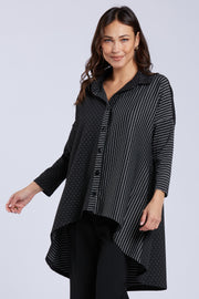 Sydney Project Heidi Dots and Stripes Button Down Collared Hi-Low Top - PST1123