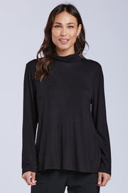 Sydney Project Turner Solid Black Relaxed Turtleneck Long Sleeve Top - RJT1170 - BLACK