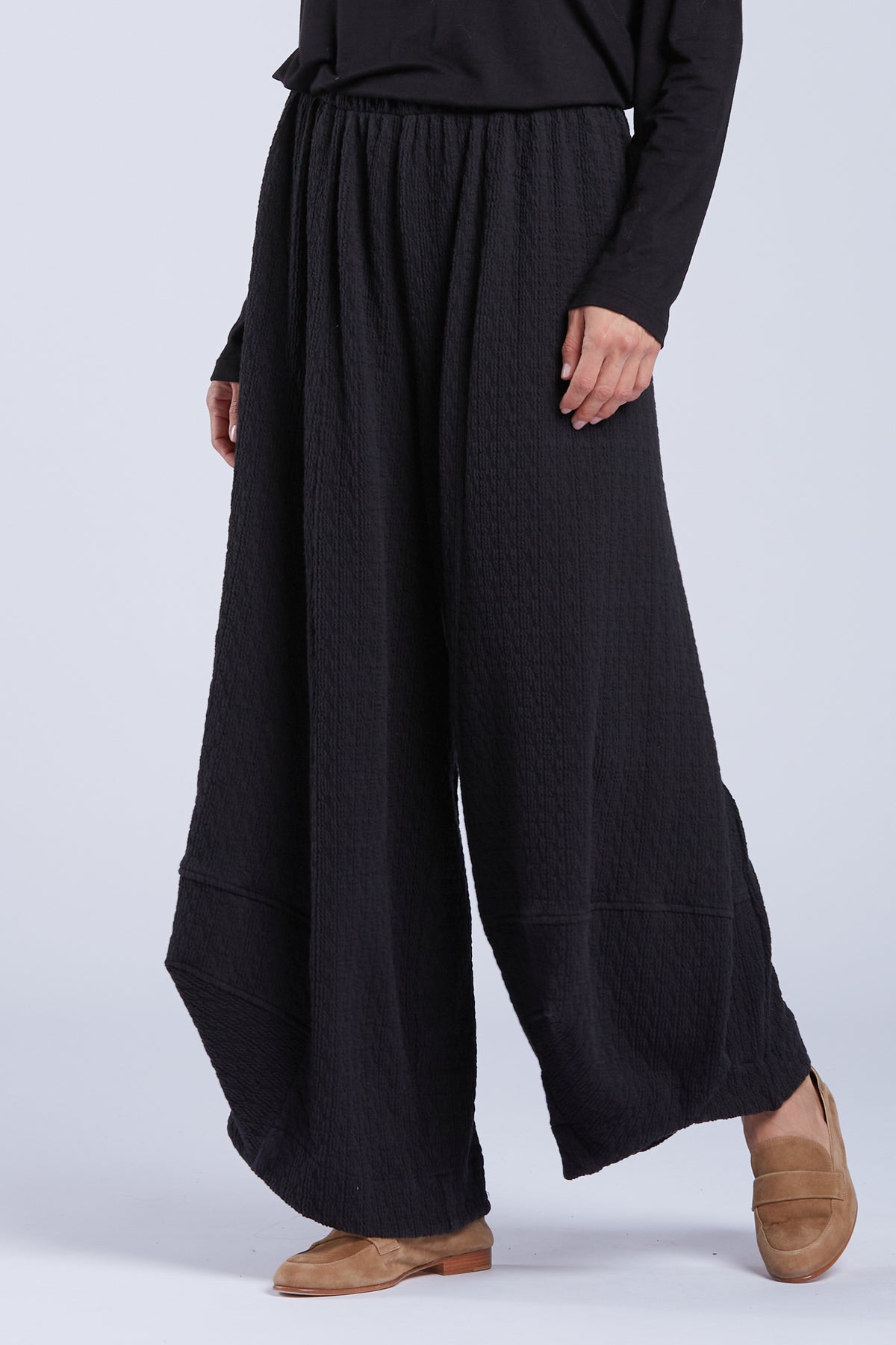 Sydney Project Allie Wide Leg Textured Pant - TRP115 - BLACK