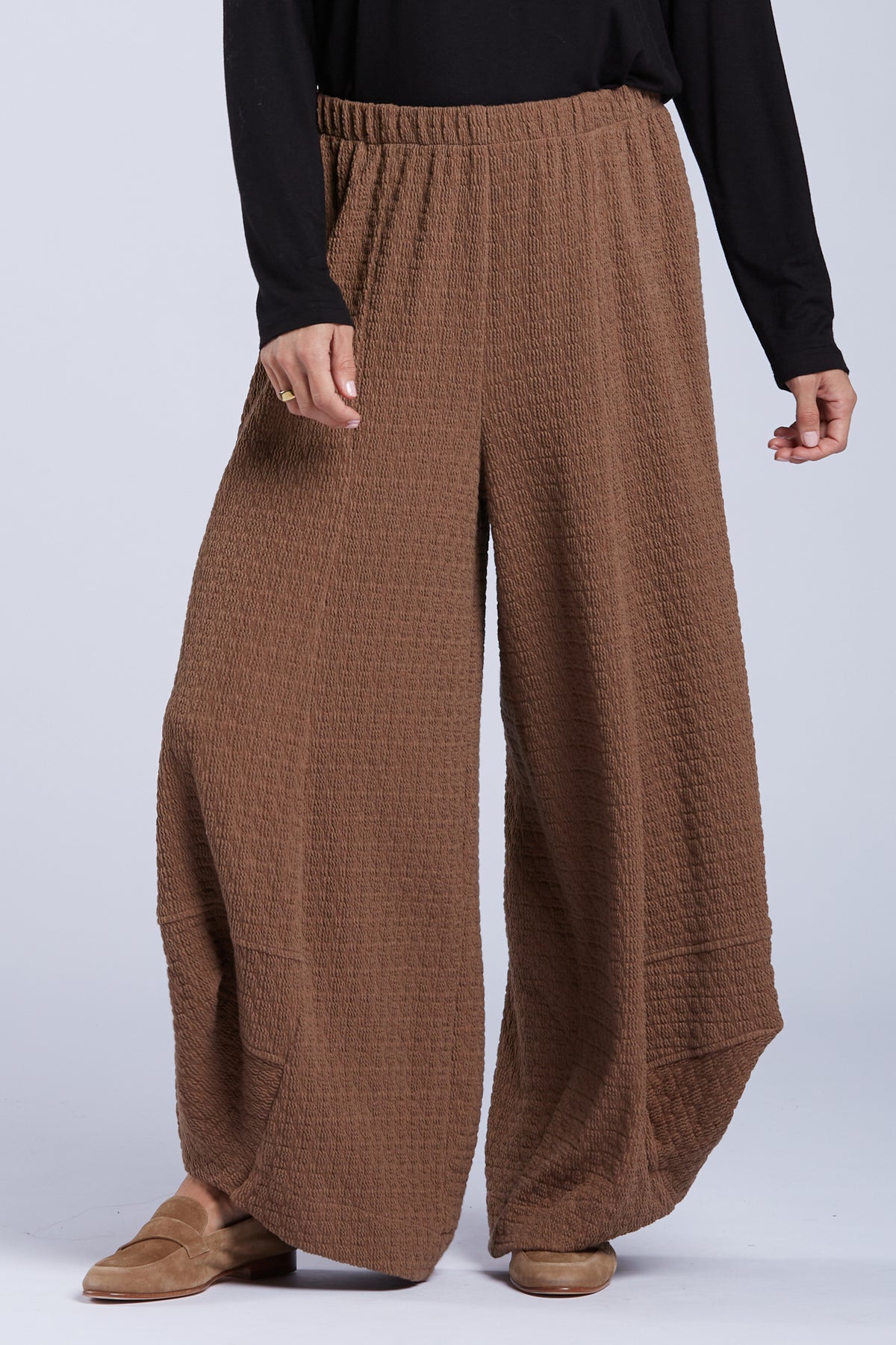 Sydney Project Allie Wide Leg Textured Pant - TRP115 - MOCHA