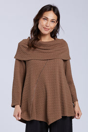 Sydney Project Abby Fold Over Asymmetrical Long Sleeve Top - TRT1036 - MOCHA