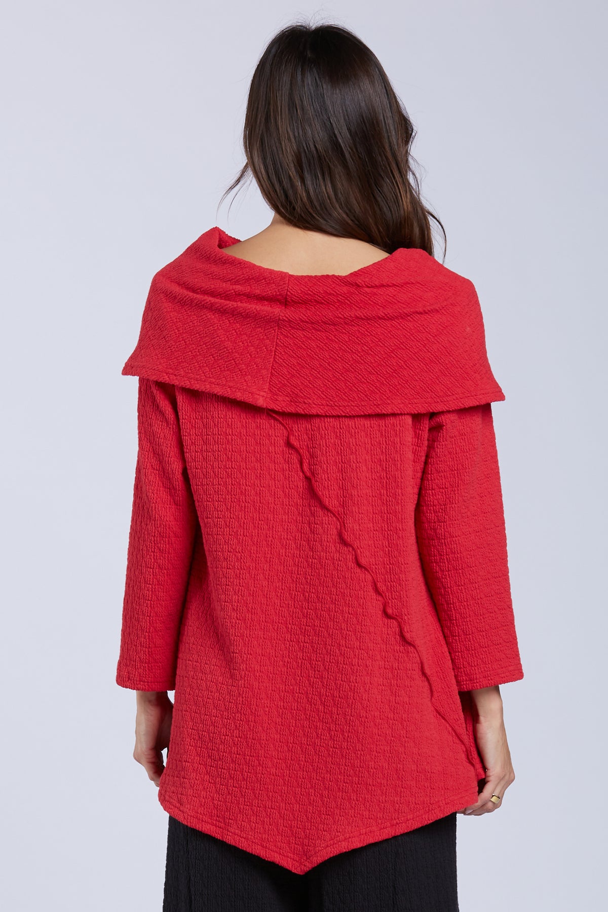 Sydney Project Abby Fold Over Asymmetrical Long Sleeve Top - TRT1036 - RED