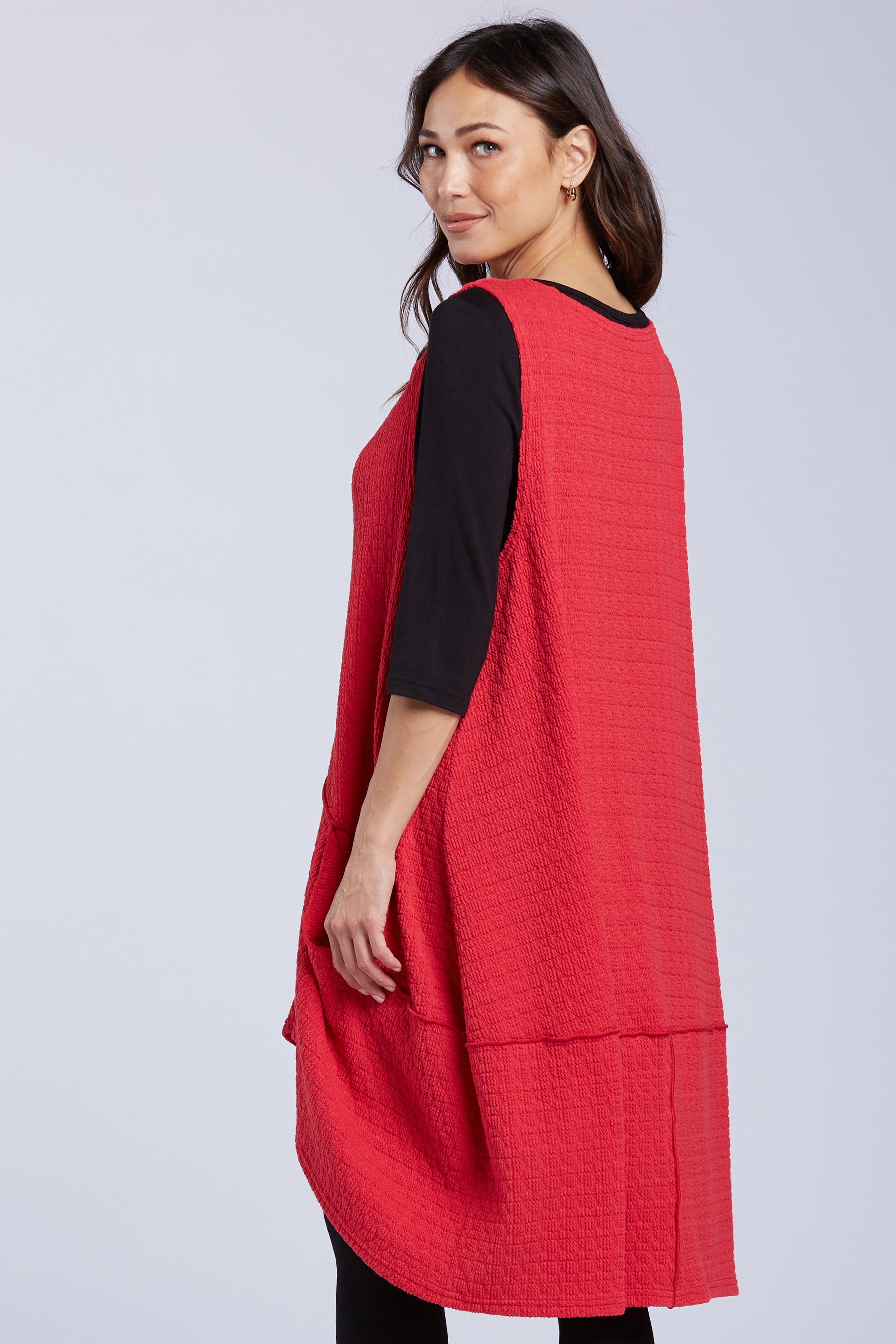 Sydney Project Hope Textured Asymmetrical Long Tank Shirt - TRT1138 - RED