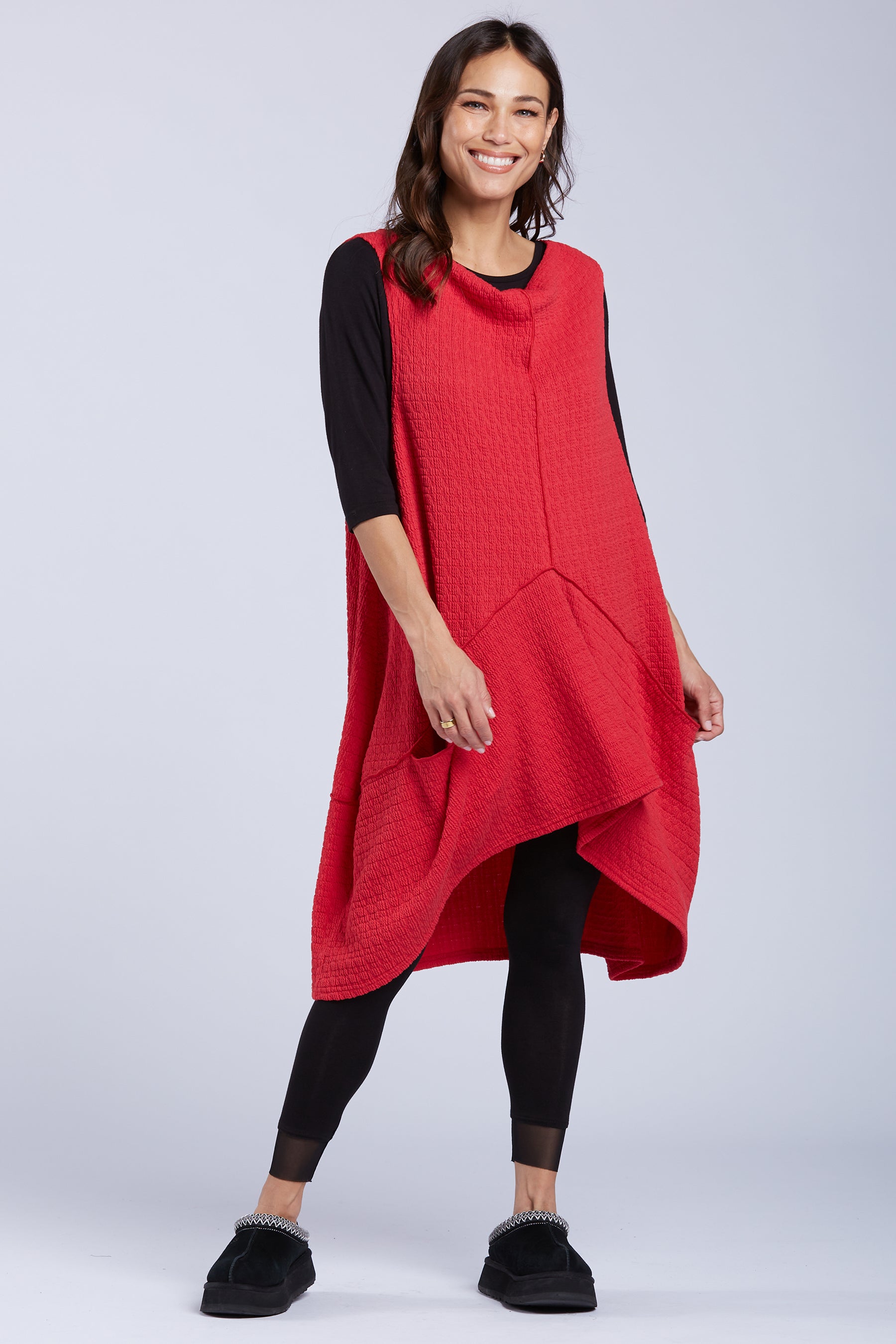 Sydney Project Hope Textured Asymmetrical Long Tank Shirt - TRT1138 - RED