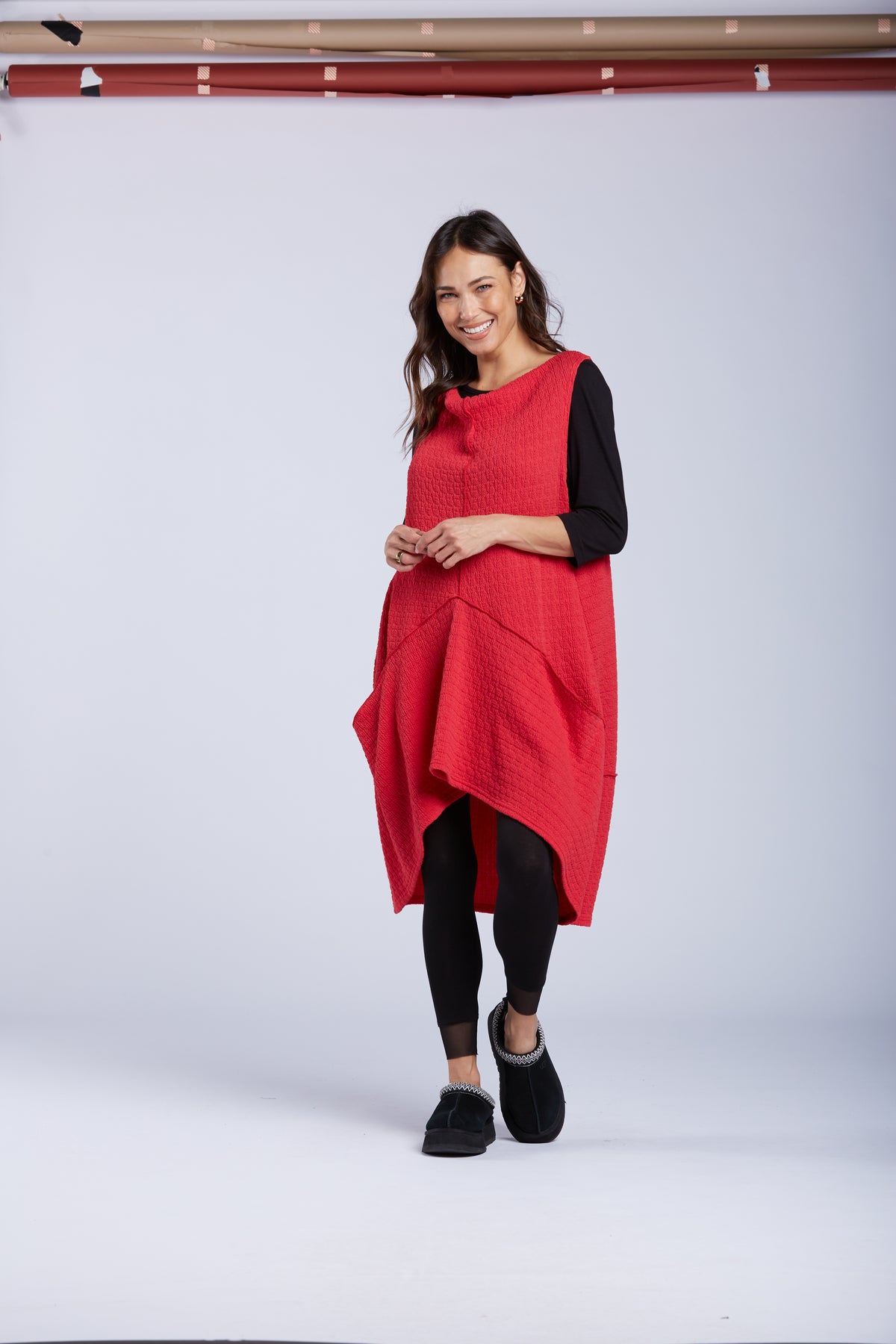Sydney Project Hope Textured Asymmetrical Long Tank Shirt - TRT1138 - RED