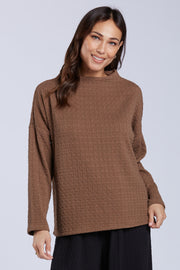 Sydney Project Felicity Mock Neck Boxy Textured Top - TRT1180 - MOCHA