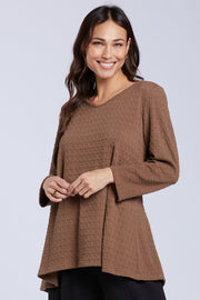 Sydney Project Faith V-Neck Long Sleeve Top w/ Pleated Back - TRT1184 - MOCHA