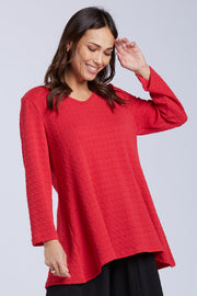 Sydney Project Faith V-Neck Long Sleeve Top w/ Pleated Back - TRT1184 - RED