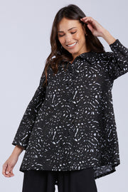 Sydney Project Whiteney Button Down Spotted Collared Top - WJJ1143 - BLACK ICE
