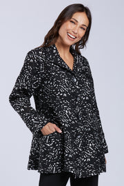 Sydney Project Brooklyn Abstract Button Down Collared Jacket w/ Pockets - WJJ1169 - BLACK ICE