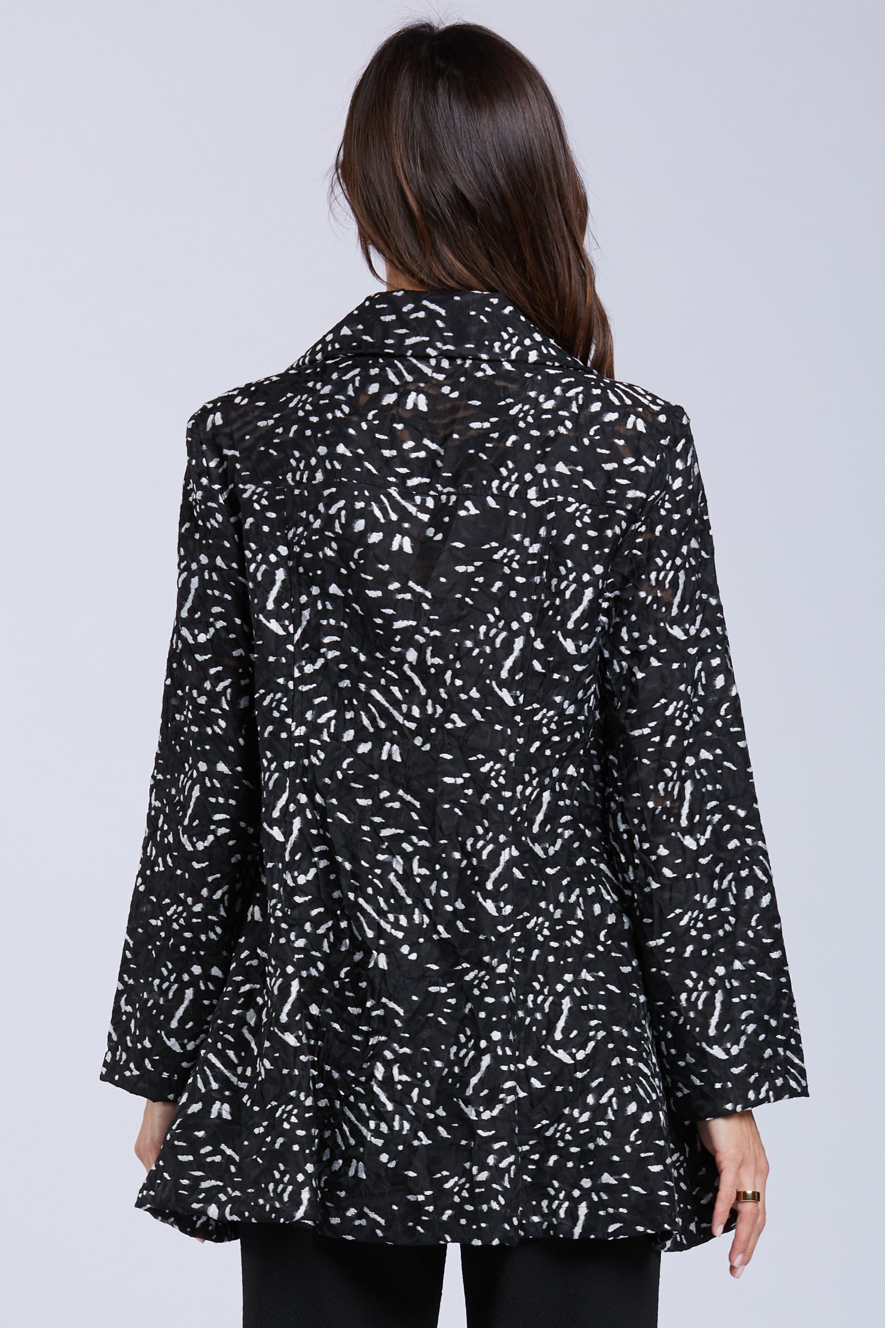 Sydney Project Brooklyn Abstract Button Down Collared Jacket w/ Pockets - WJJ1169 - BLACK ICE