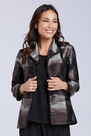 Sydney Project Piper Open Front Collared Jacket - WJJ1185 - CHOCOLATE WAVE