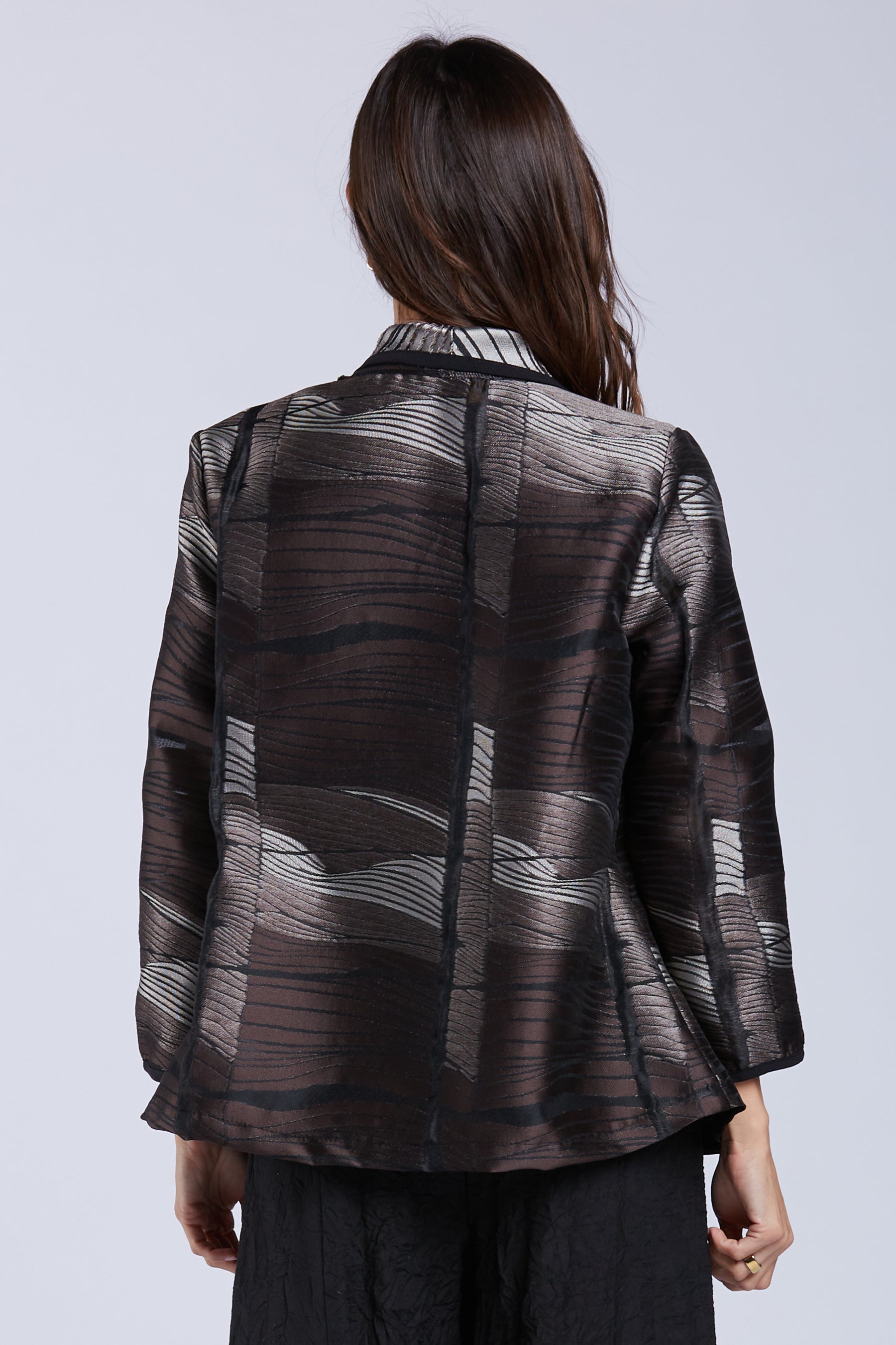 Sydney Project Piper Open Front Collared Jacket - WJJ1185 - CHOCOLATE WAVE