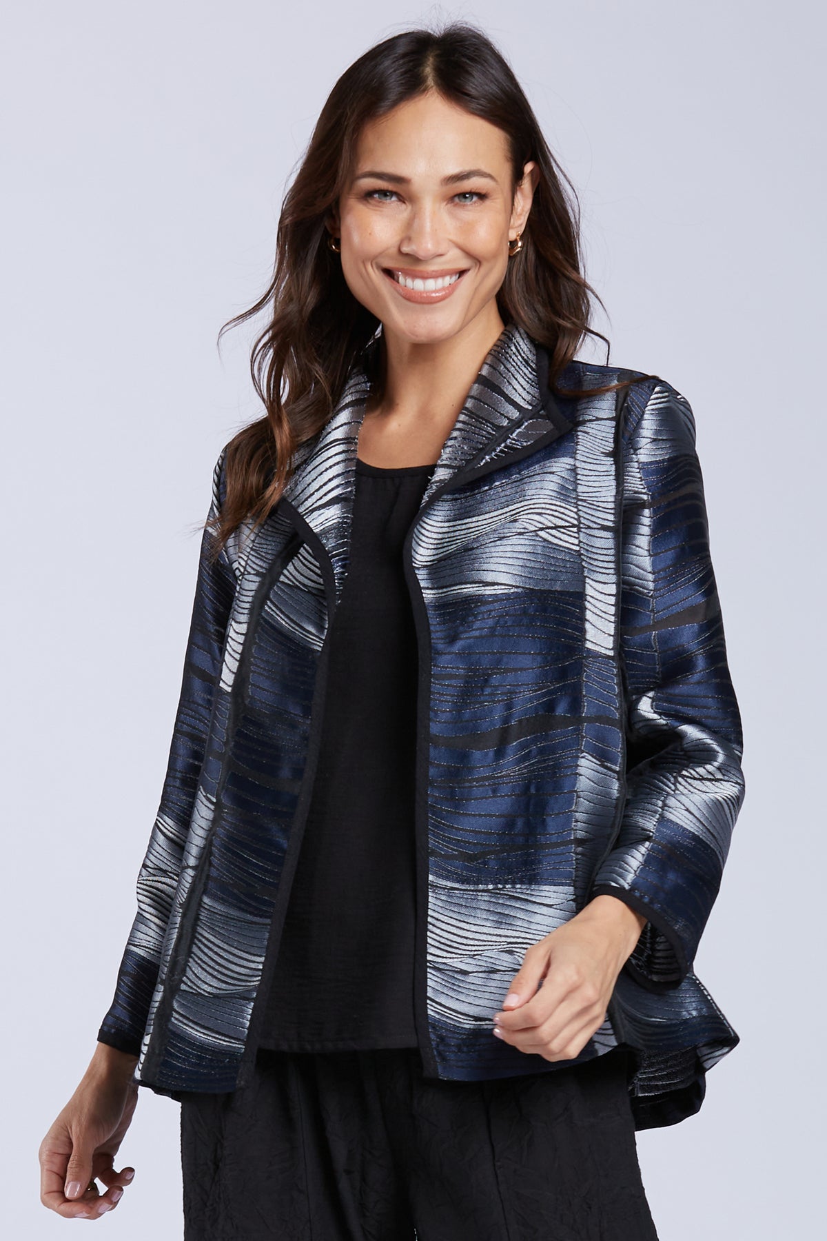 Sydney Project Piper Open Front Collared Jacket - WJJ1185 - NAVY WAVE