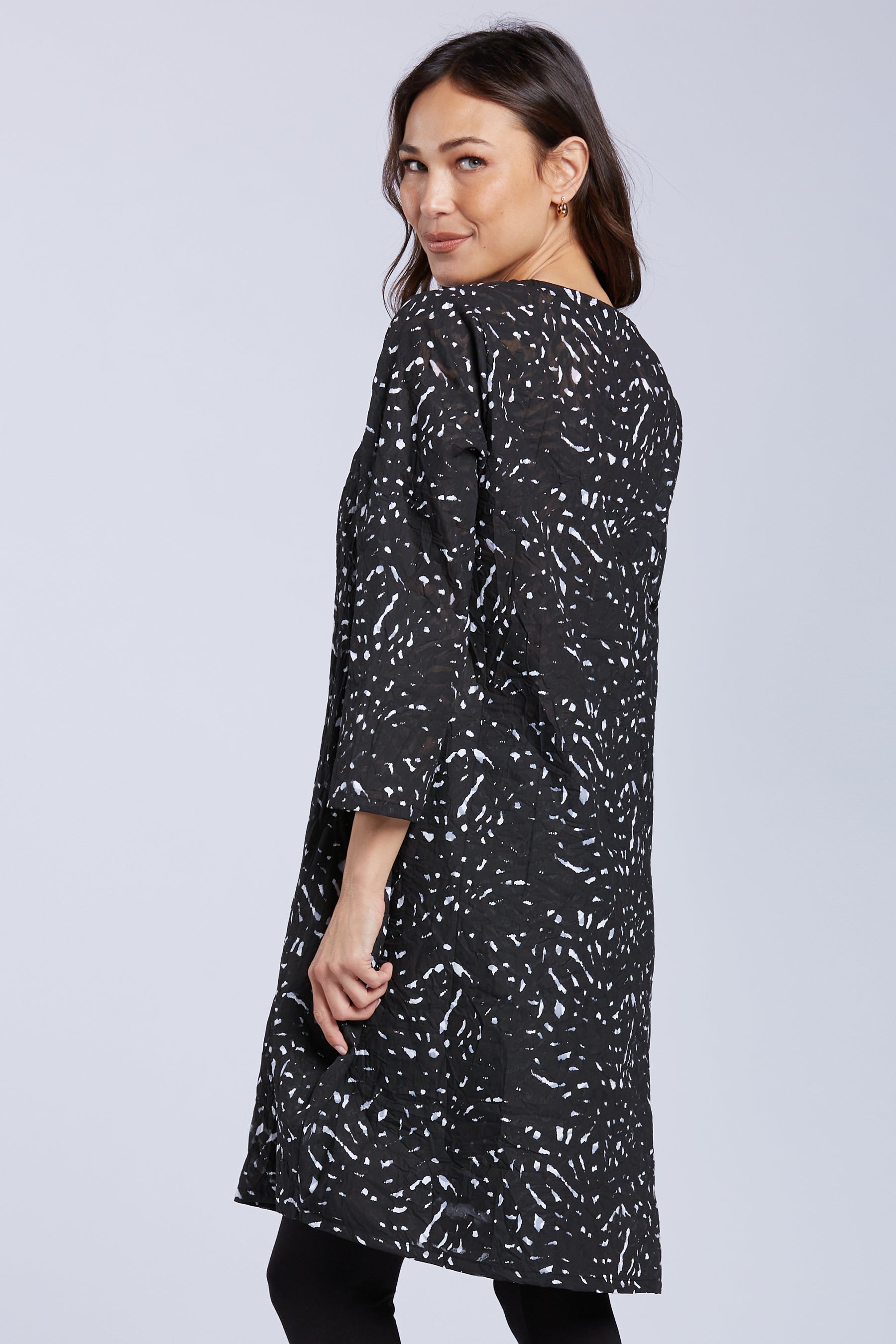 Sydney Project Elizabeth Long Sleeve Round Neck Bubble Long Speckled Top - WJT1022 - BLACK ICE