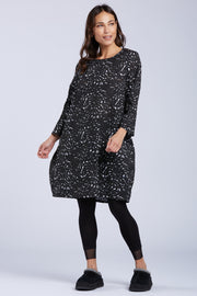 Sydney Project Elizabeth Long Sleeve Round Neck Bubble Long Speckled Top - WJT1022 - BLACK ICE