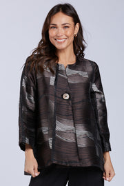 Sydney Project Ollie One Button Long Sleeve Top - WJJ1149 - CHOCOLATE WAVE