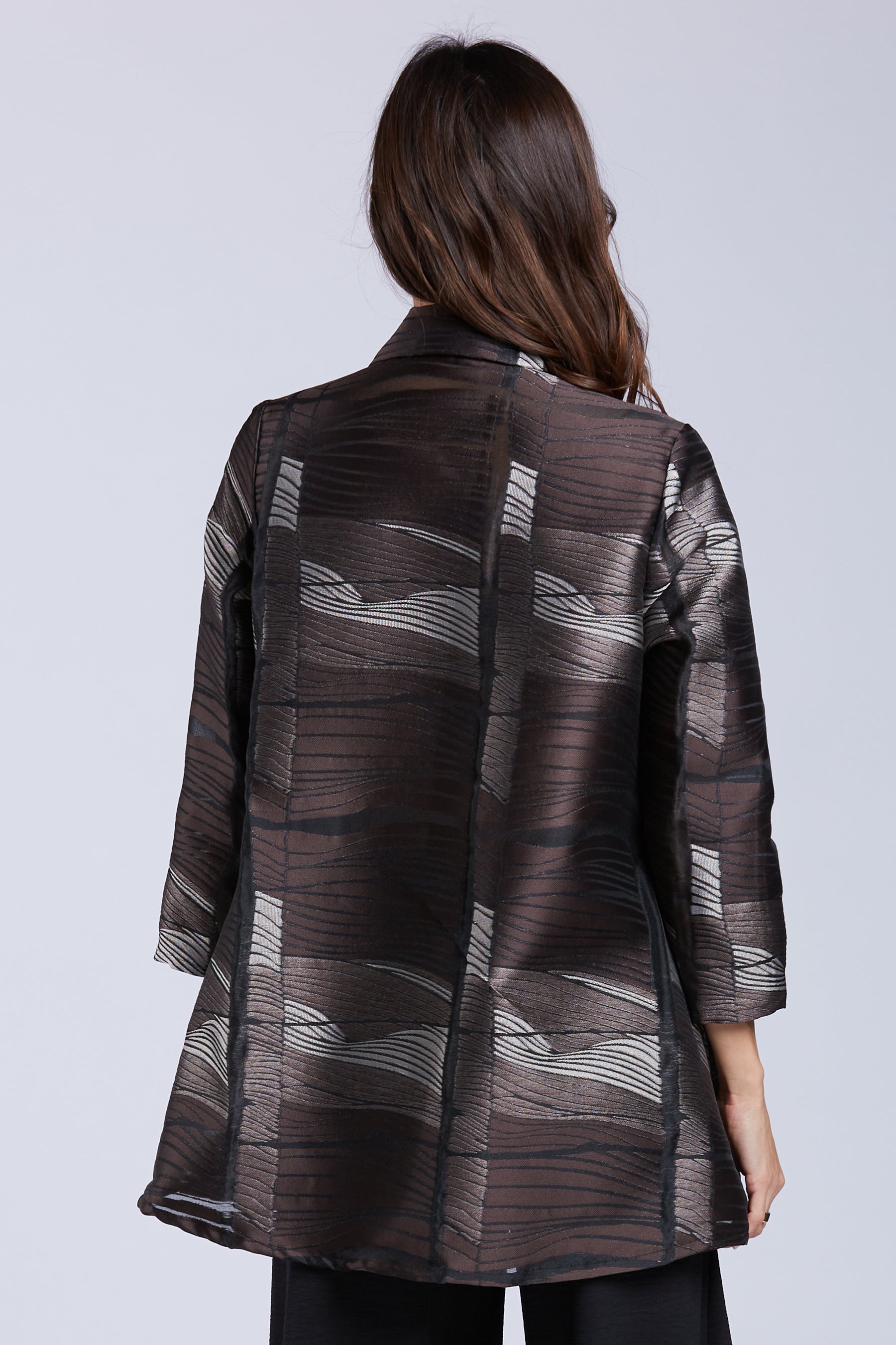 Sydney Project Shelby Abstract Button Down Collared Top- WJT1186 - CHOCOLATE