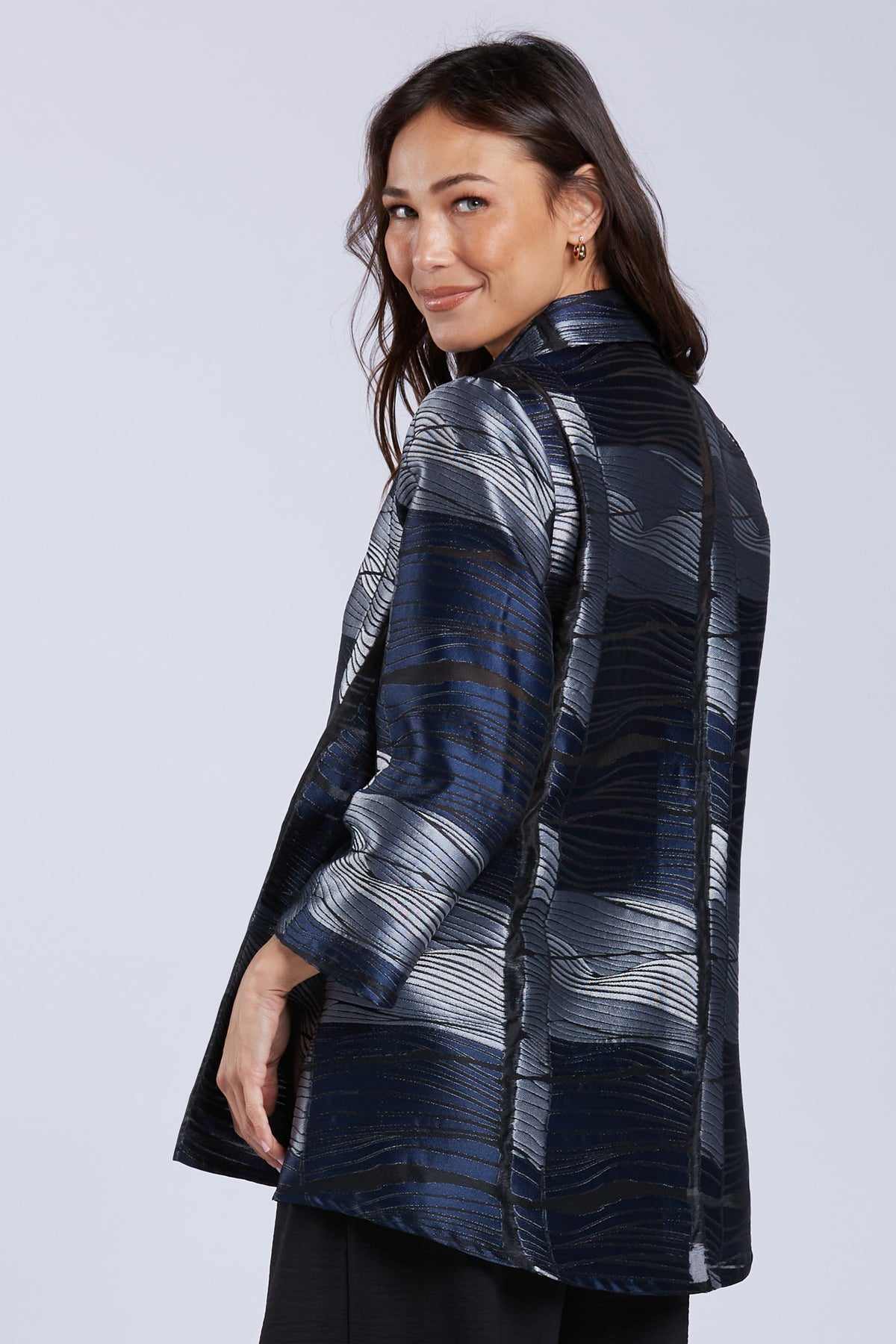 Sydney Project Shelby Abstract Button Down Collared Top - WJT1186 - NAVY