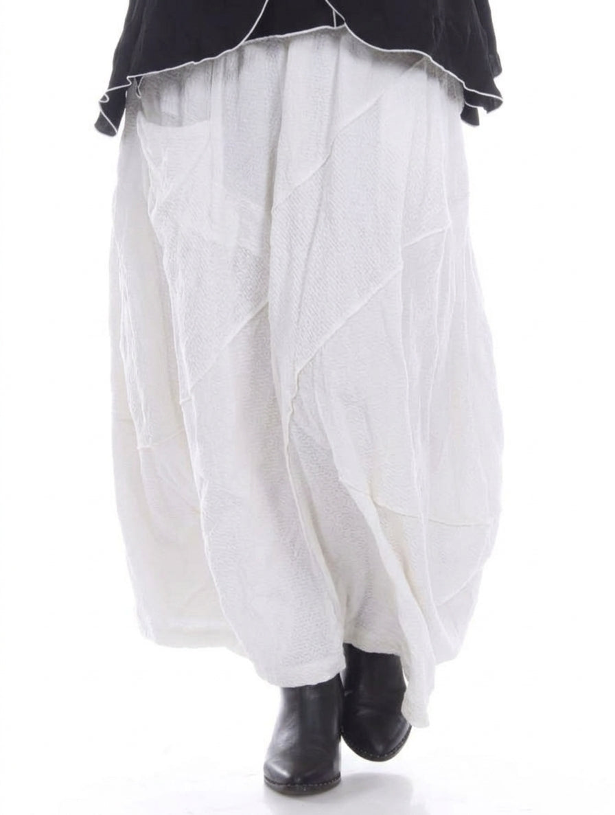 MOONLIGHT Layered Crinkle Fabric Long Skirt - S3137 BIG - WHITE