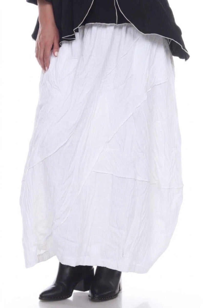 MOONLIGHT Layered Crinkle Fabric Long Skirt - S3137 BIG - WHITE