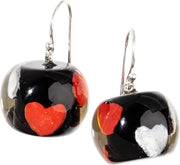 ZSISKA Bliss Musee Black with Red & White Hearts Shorthook Earring - HEA1Q00 - BLACK HEART