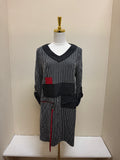 Moonlight Striped Black Tunic With Red Details - 2891