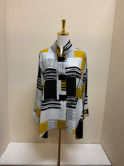 Moonlight Geo-Print Button Front Jacket - 2808-MUSTARD
